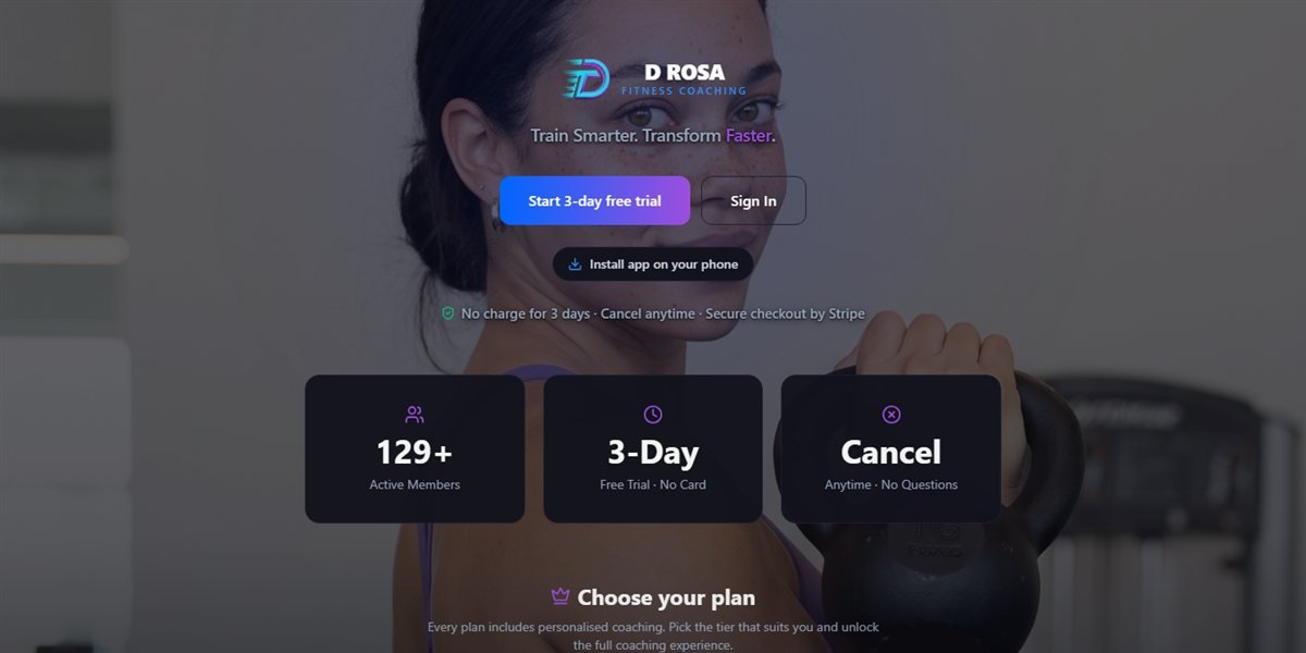 The D Rosa Fitness coaching platform